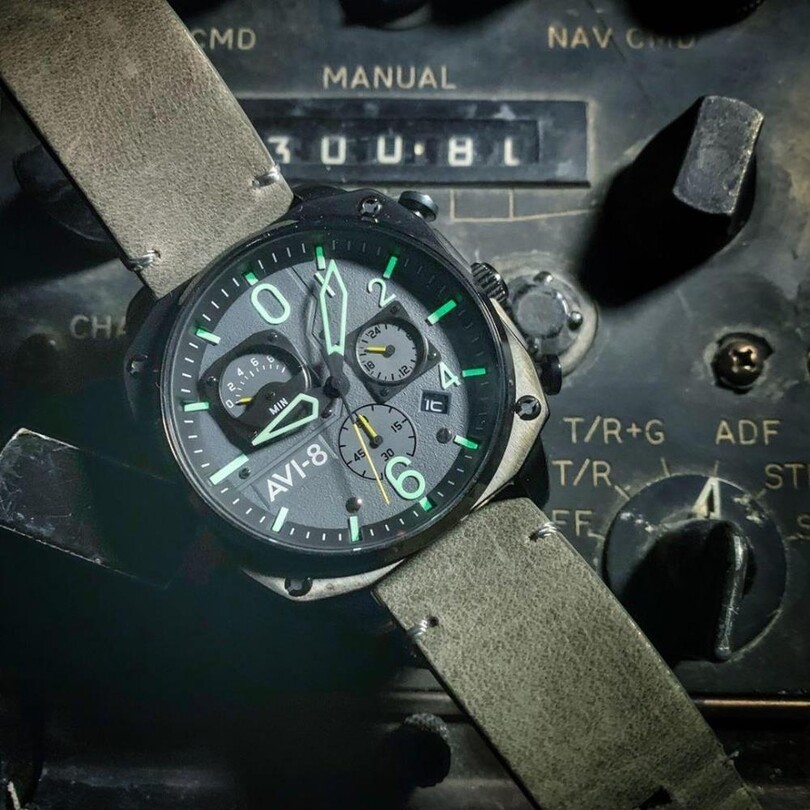 HAWKER HUNTER RETROGRADE AV-4052-03 (Seiko VR3GA Mekanizmalı) Erkek Kol Saati - Thumbnail