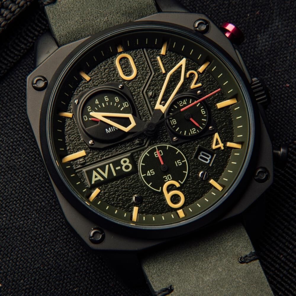 HAWKER HUNTER AV-4052-08 (Seiko VR3GA Mekanizmalı) Erkek Kol Saati