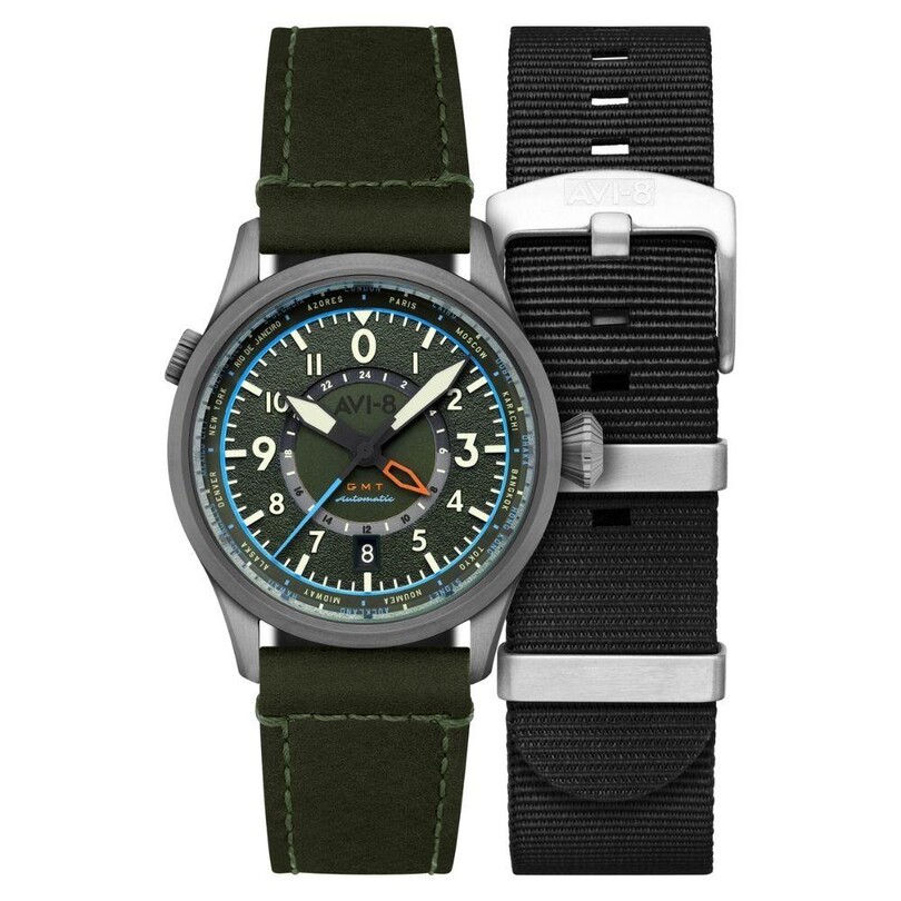 AVI-8 - FLYBOY GMT AV-4120-05 Otomatik (Seiko NH34 Mekanizmalı) Erkek Kol Saati